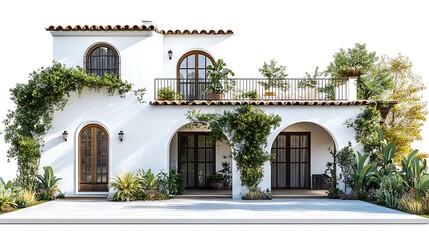 Charming spanish villa outdoor architecture in a sunny setting