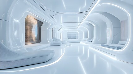Obraz premium Modern interior design futuristic minimalism & digital aesthetics