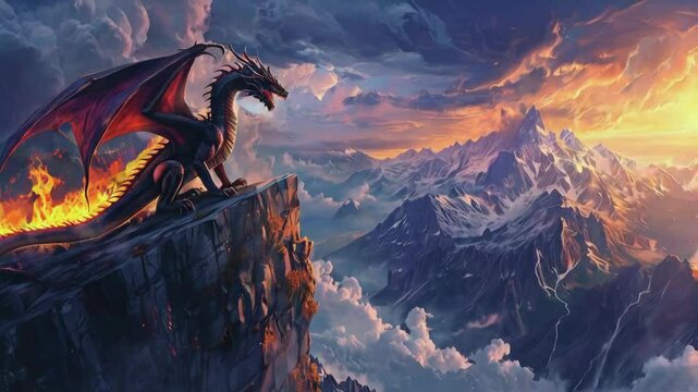 dragon on a cliff, 