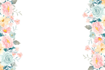 Colorful floral watercolor frame for wedding, birthday, card, background, invitation, wallpaper, sticker, decoration etc.