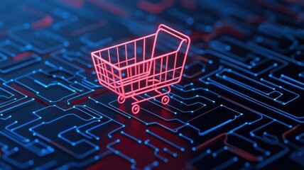 AI and consumer behavior. A symbolic representation of glowing purchase history analyzed by AI for e-commerce personalization, AI consumer behavior technology e-commerce