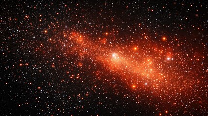 Fototapeta premium A dazzling mix of red and orange light bursts, sparkling stars scattered over a deep black background. The stars twinkle in a dynamic pattern, creating a magical vibe.