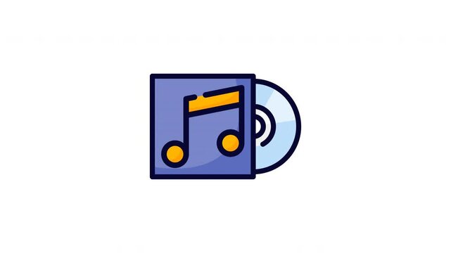 animated music CD Box icon with musical notes inside. Perfect for music albums, covers, music promotions, music events, music stores and music production