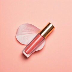 Obraz premium A gold-cased lipstick placed in front of delicate pink rose petals, radiating femininity. Lipstick, Luxury, Petals, Feminine, Beauty, Cosmetics, Elegant, Pink, Rose, Glamour, Makeup, Fashion, Stylish,