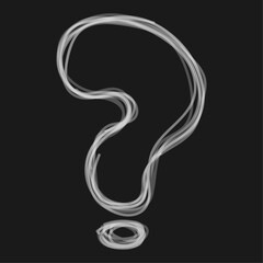 Hand drawn question mark. Abstract line. Black and white design.