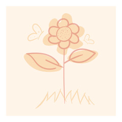 Abstract design hand drawn flower. Minimalist design vector.