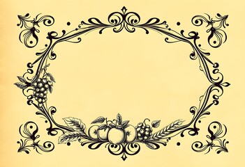 Ornate Frame with Fruit and Wheat Design