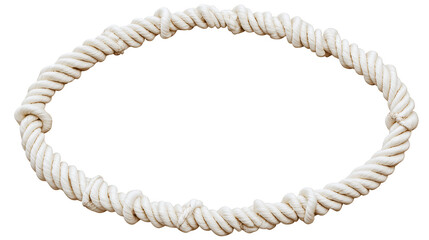 White oval rope frame with a nautical knot design, Isolated on transparent or white background cut out