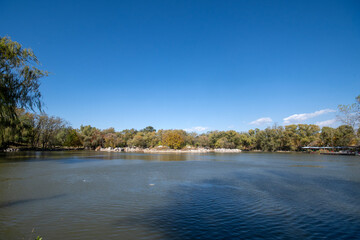 View of Fuhai lake in Yuanmingyuan park in Beijing, China.