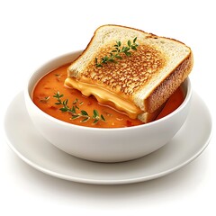 Gourmet Tomato Soup with a Grilled Cheese Crouton A Culinary Delight.