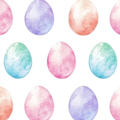 Colorful Watercolor Easter Eggs on White Background for Spring Celebration and Holiday Decoration Concepts