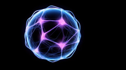 Abstract representation of a glowing sphere with interconnected lines.
