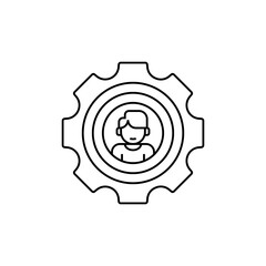 Profile with Gear Line Icon. linear style sign for mobile concept and web design. Outline vector icon.