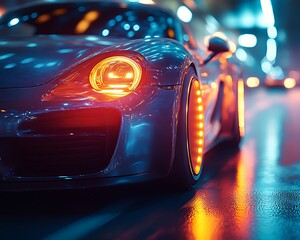 Futuristic sports car at night. (1)