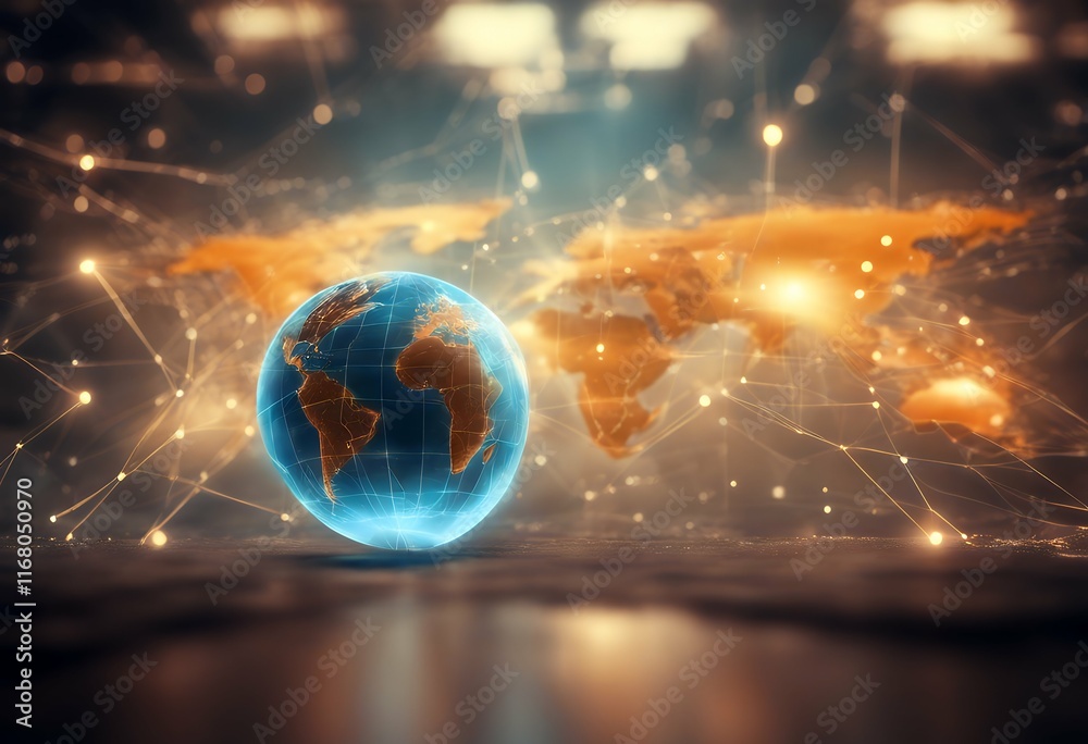 Wall mural concept digital glowing future futuristic technology global com map globe world
