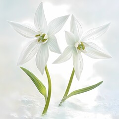 Fototapeta premium Elegant White Flowers with Delicate Petals Against Soft Background