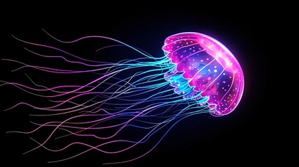 Neon Jellyfish: Abstract Ocean Art