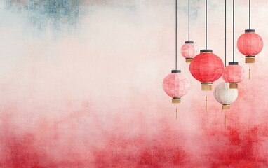 Inspiring vibrant atmosphere of cultural festival with traditional red lanterns in digital art