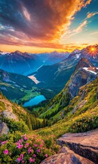 Fototapeta premium phone wallpaper landscape mountain nature HDR colorful