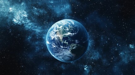 Fototapeta premium Planet Earth, cosmic backdrop, nebulae, stars.