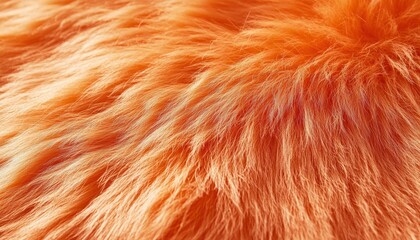 Lush Orange Fur Texture Soft Fluffy Hair Background Close Up Detail