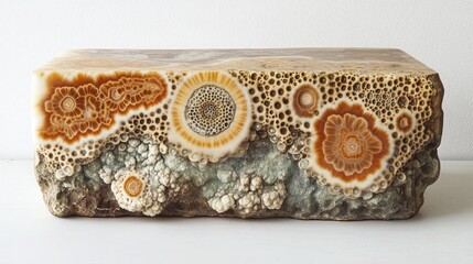 Stunning Geode-Inspired Decorative Object with Intricate Patterns and Earthy Tones Creating a Unique Natural Art Piece for Interior Design and Home Decor