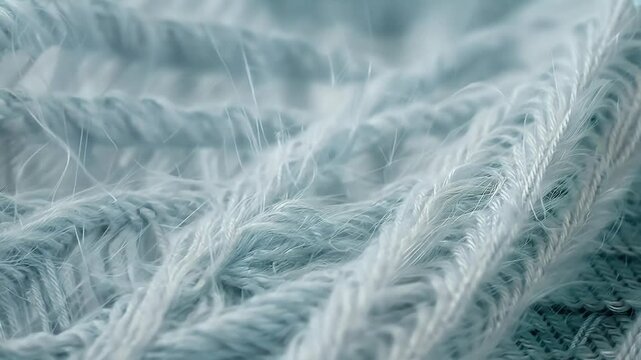 Detailed close knitted textile fibers showing texture clean lines white threads wavy motion perfect industry visuals