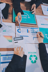 Carbon offset price report CO2 emission. Future growth Net zero waste in ESG ethical SME office...