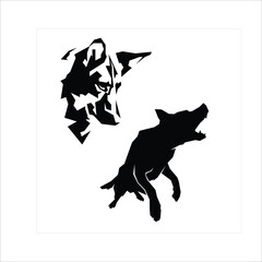 Vector illustration of a guard dog with a silhouette and iconic style, suitable for use as a logo, icon, and more.