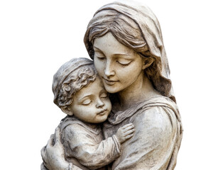 Obraz premium statue of mother holding child, showcasing love and tenderness. intricate details highlight emotional bond between them, making it beautiful representation of family