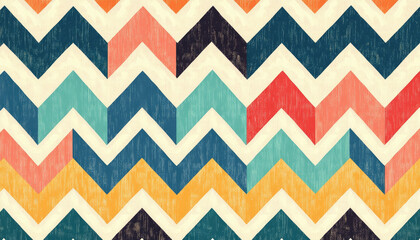 Fototapeta premium Colorful Vintage Chevron Zigzag Pattern, Perfect for Backgrounds and Textile Designs