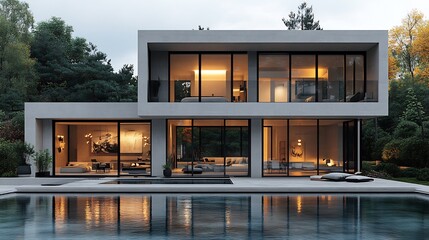 Stylish flyer mockup for a luxury real estate promotion featuring sleek design and customizable property images isolated on a transparent background