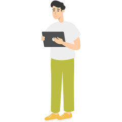 Illustration of People and Technology Device. Technology Addiction. Vector Character in Flat Cartoon Style.