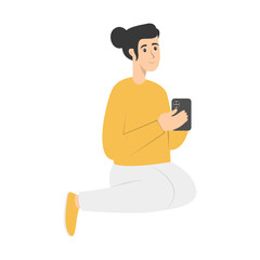 Illustration of People and Technology Device. Technology Addiction. Vector Character in Flat Cartoon Style.