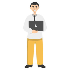 Illustration of People and Technology Device. Technology Addiction. Vector Character in Flat Cartoon Style.