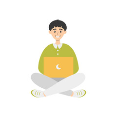Illustration of People and Technology Device. Technology Addiction. Vector Character in Flat Cartoon Style.