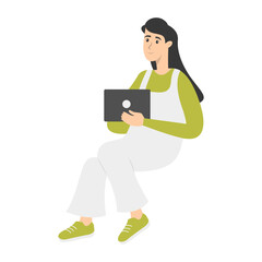 Illustration of People and Technology Device. Technology Addiction. Vector Character in Flat Cartoon Style.