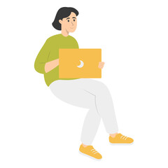Illustration of People and Technology Device. Technology Addiction. Vector Character in Flat Cartoon Style.