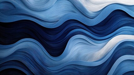 Obraz premium Oceanic Elegance - Close-Up Monochrome Waves and Curves in Shades of Blue for Stylish Sea Aesthetics