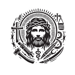 Obraz premium Jesus Clipart Design Funny Jesus Christ Vector illustration