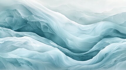 Serene Ocean Waves: Close Up of Flowing Marble Pattern in Soft Blues and Greens