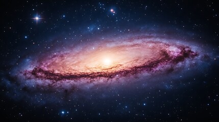 Naklejka premium Spiral galaxy in deep space with bright core.