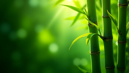 Dynamic Bamboo Textures in Vibrant Green Tones