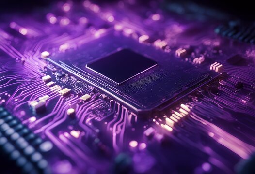 printed background integrated purple blue circuit neon digital violet technology network