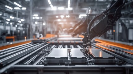 Battery manufacturing assembly line showcasing advanced technology and precision engineering, where skilled workers meticulously assemble components to ensure high-performance energy solutions.