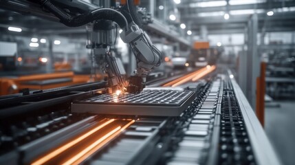 Battery manufacturing assembly line showcasing advanced technology and precision engineering, where skilled workers meticulously assemble components to ensure high-performance energy solutions.