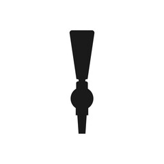 Silhouette of beer tap with handle. Element of beer pump. Front view. Vector icon and illustration on white background.	