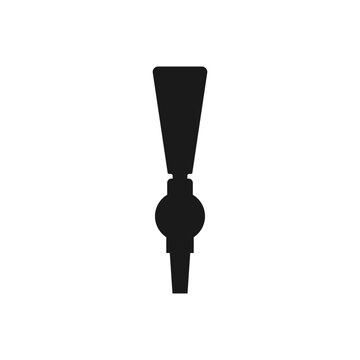 Silhouette of beer tap with handle. Element of beer pump. Front view. Vector icon and illustration on white background.	