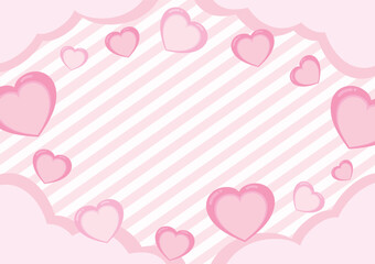 pink line stripe background with heart shape elements and clouds vector illustration valentine's day