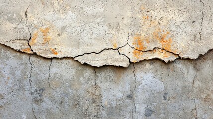 Fototapeta premium Textured Concrete Wall with Cracks and Gray Tones Close-Up for Industrial Concept
